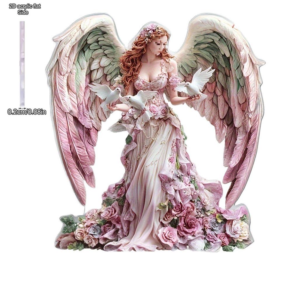 Böhmische Engelsstatue mit eleganten Flügeln, Acrylfigur, Dekoration für Zuhause, Büro, Café, Zimmer, Studio, Vitrine, Tisch.