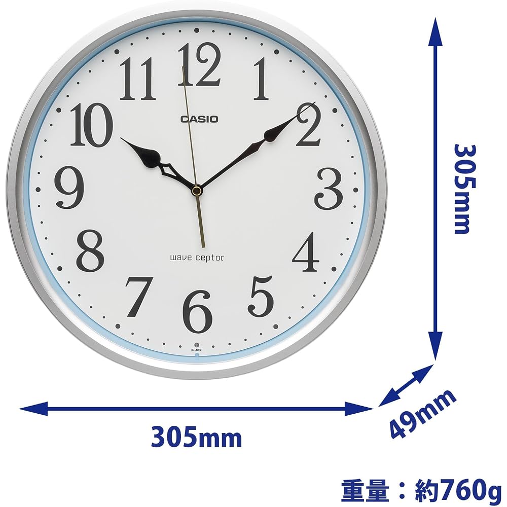 CASIO Radio-Controlled Analog Wall Clock with Silent Night Second Hand Function, 30.5cm Diameter, Standard Size, Simple Design, Suitable for Office, L