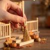 Mini Witch Dollhouse Broom Set Decorative Small Broom for Halloween Christmas Display Ornament Party Craft Decoration