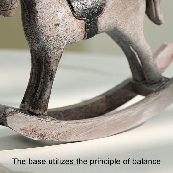 Yousheng Wooden Rocking Horse Figurine Vintage Wood Carving Pony Statue Sculpture Home Office Desktop Decoration Ornament