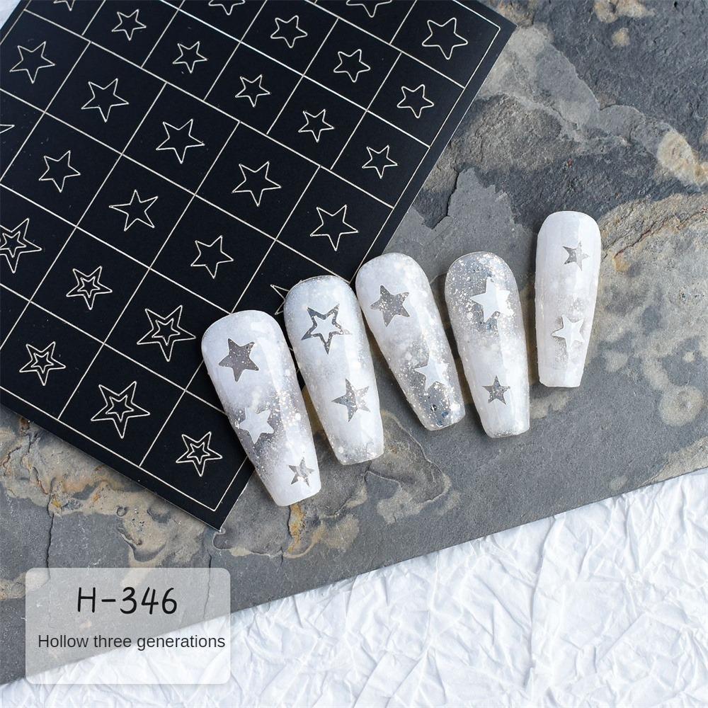 1pc Airbrush Stencil For Nails Heart Butterfly Stars Pattern Hollow Nail Sticker Templates For French Manicure Tips Nail Design