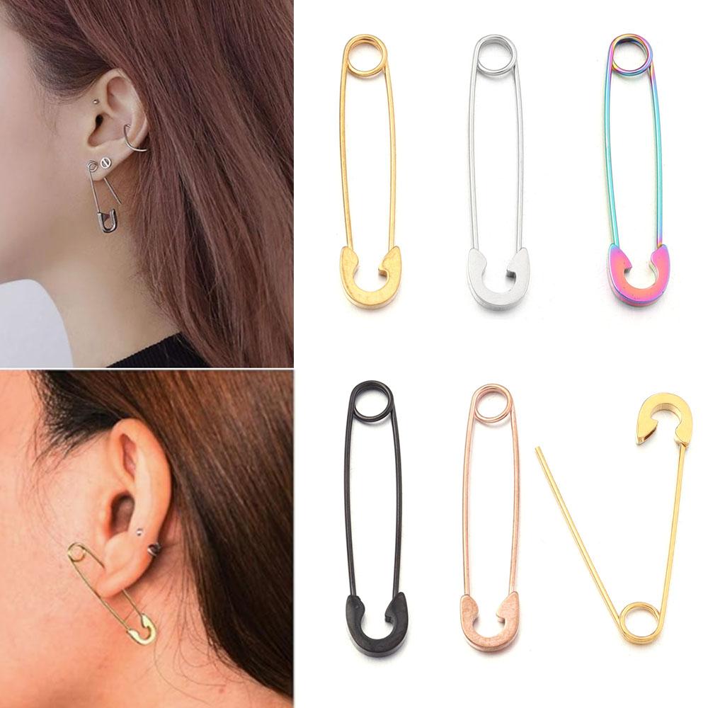 Edelstahl Punk Pin Ohrringe Einzigartiges Design Büroklammer Sicherheits Stahl Stecker Mode Ohrringe Elegante Damen Mann Rock Piercing Ma