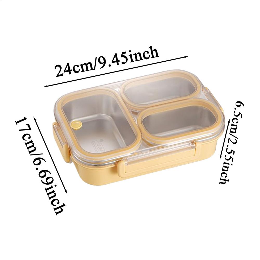 Clunch Containers Stainless Steel Dinner Box 3-Compartment Portable Lunch Case for Kids for Meal Prep Work Travel Picnic Daycare