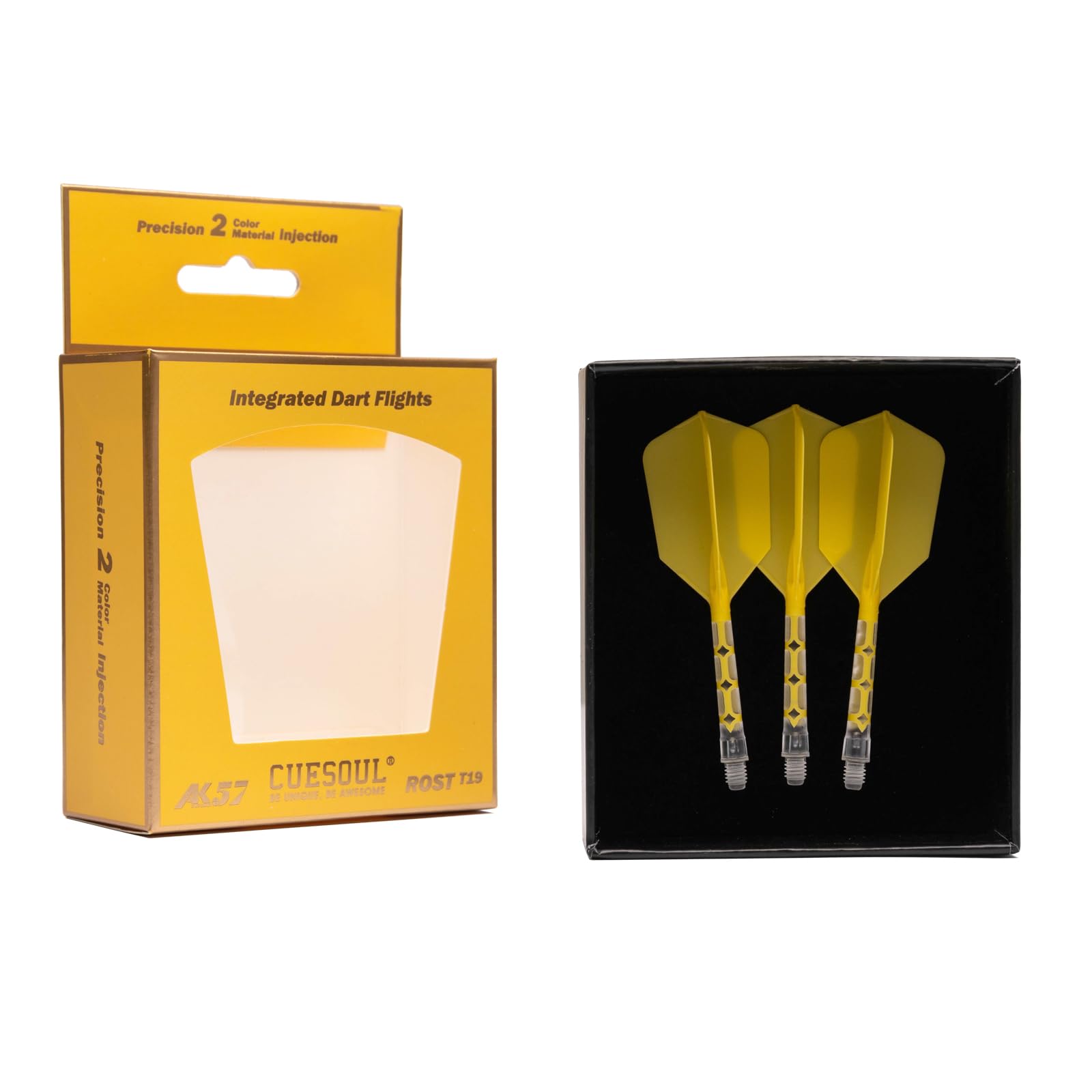 

CUESOUL ROSTAK57 T19 Series Color Dual Material Mix Shaft Integrated Flight Slim Shape Series Set of 3 Two-tone (Yellow) жовтий