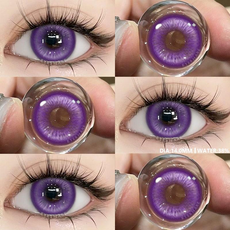

2 шт. Цветные косплей контактные линзы для глаз Цветные модные розовые контактные линзы Фиолетовые косметические зрачки Годовые красные линзы