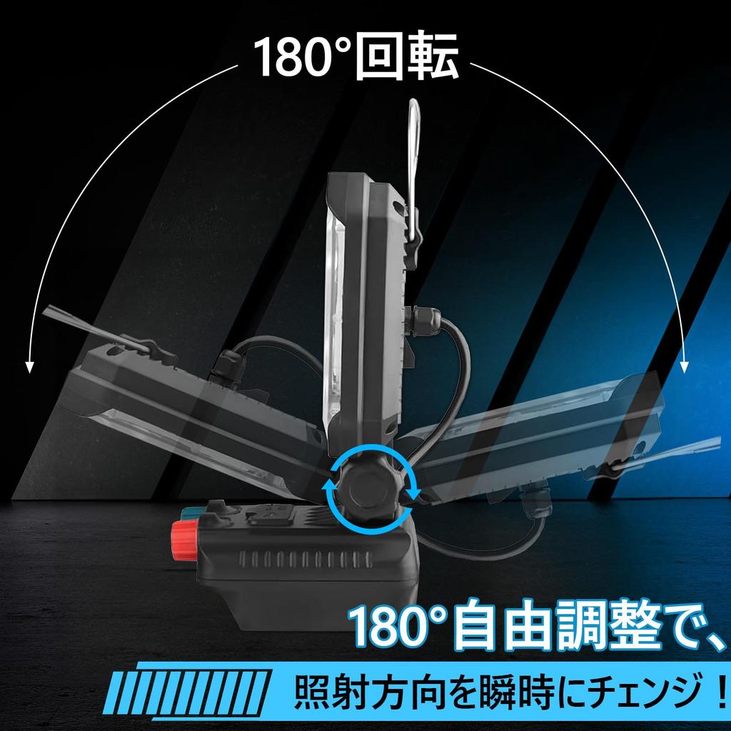 Rechargeable LED Floodlight, Work Light, Stepless Brightness and Color Temperature Adjustment, Cordless Work Light, Compatible with 18V (14.4V18V),