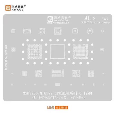 Amaoe MI:10/2/3/17/8/9/11/12/13/14/15/16 BGA Reballing Stencil for SM7150 RAM SM8150 CPU XIAOMI 9 K20 Series Phone Repair Tools
