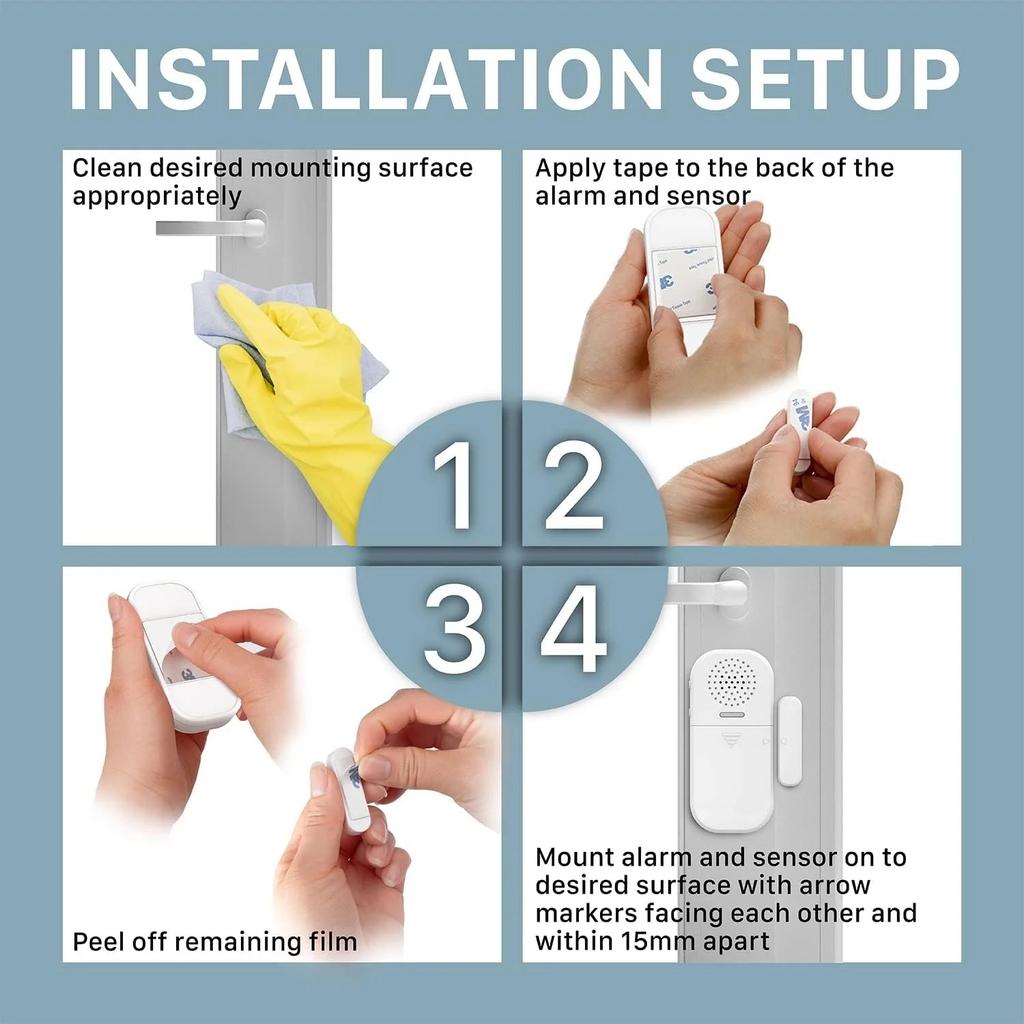 Wireless Door Alarms for Home Security with Remote, 130dB Door and Window Alarms Sensors, (Battery-Powered), Kids Safety, Dementia Patients