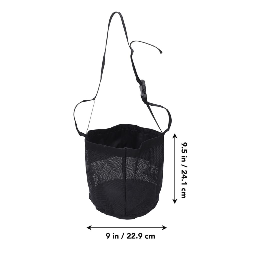 Horse Hay Feeding Bag with Adjustable Neck Strap Spill Proof Nylon Mesh Feed Bucket for Cattle Sheep
