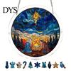 Home Window Hanging Ornament Christmas Acrylic Puzzle Suncatcher, Holiday Tree Snowman Stockings Red Bird Sun Catcher Stained Glass Art Kit