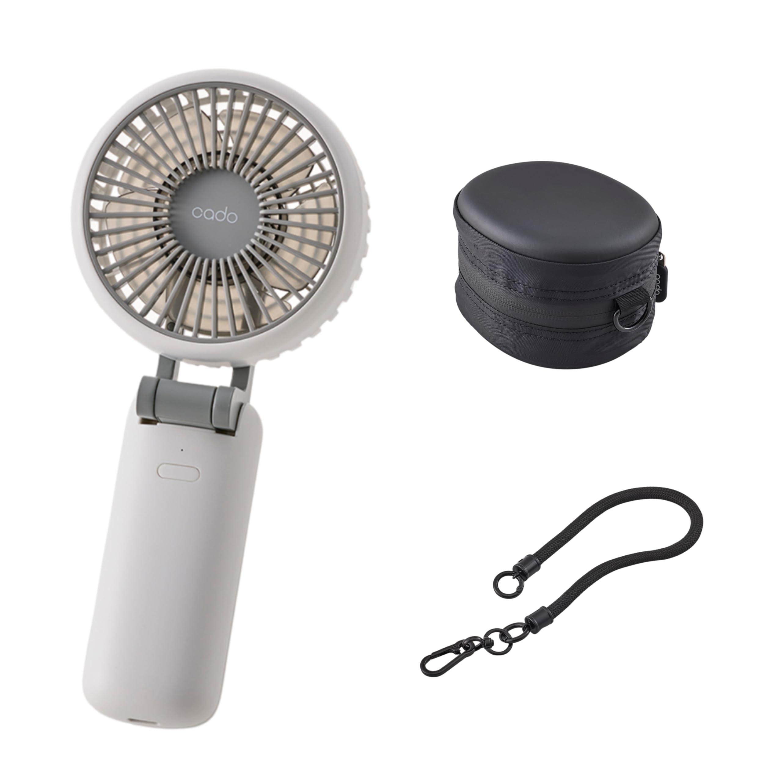 

cado Stream Mini WH Handheld Fan with Strap PD Fast Portable Fan with Cooling and Pouch Store (Small), Charging, 4-Level Adjustment, Compact, Power,