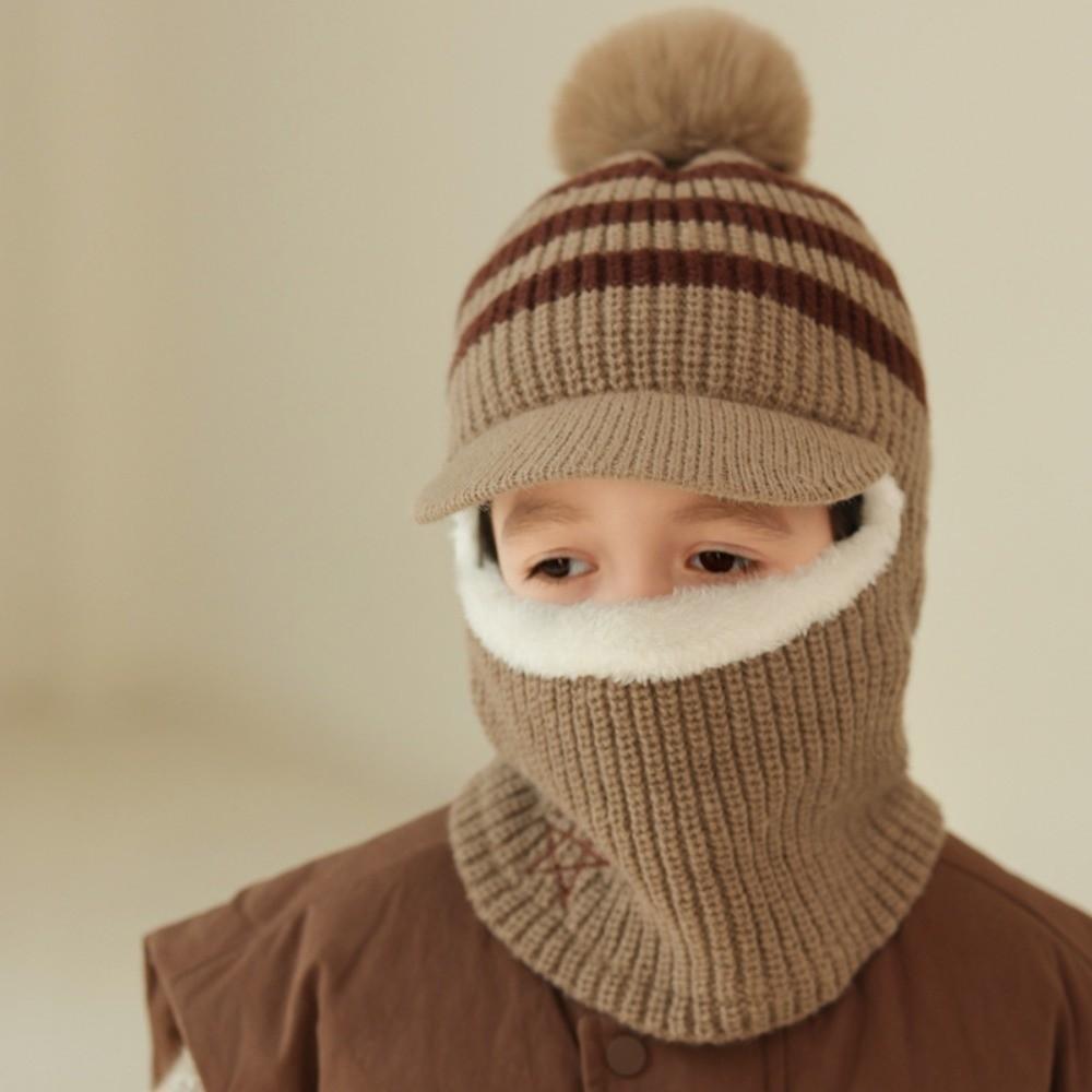 Plush Kids Ear Protection Balaclava Thermal Warm Neck Warmer Hat 2 In 1 Thick Knit Beanie  Outdoor