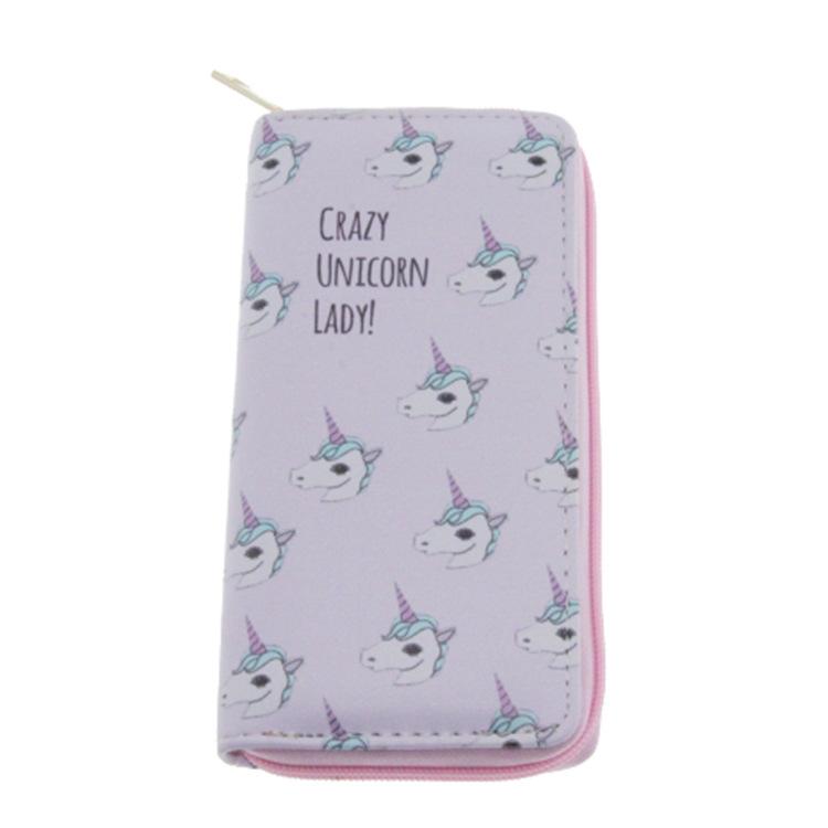 Anime peripheral unicorn long zipper wallet, wallet clutch