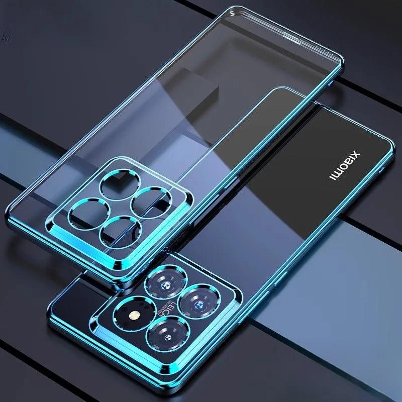 Pokovování silikonové pouzdro pro Xiaomi 14T Pro 14 T 13T 12T 11T Pro Galvanizace Transparentní nárazuvzdorný měkký TPU zadní kryt pro Xiaomi Mi14TPro