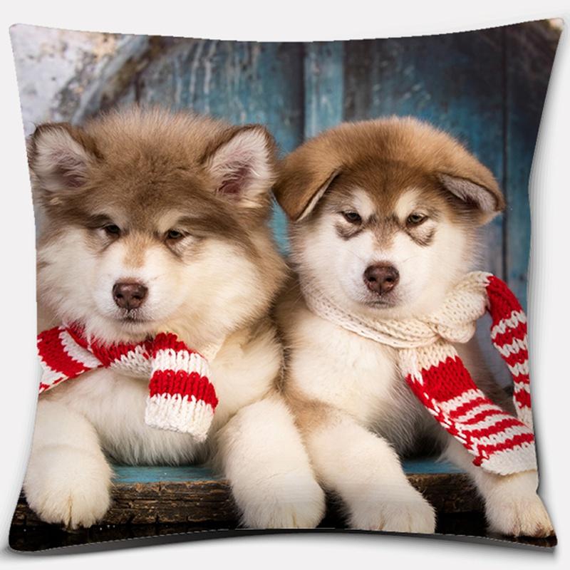 Dog Pattern Square Decorative Pillowcase Living Room Sofa Cushion Pillow  Home Decoration