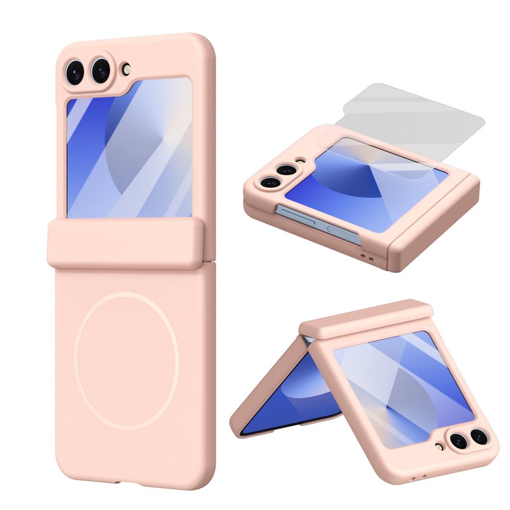 Applicable To Samsung Z Flip1/1 Mobile Phone Case Magnetic Suction Center Axis Hinge Case Film Integrated Flip1/1  Case