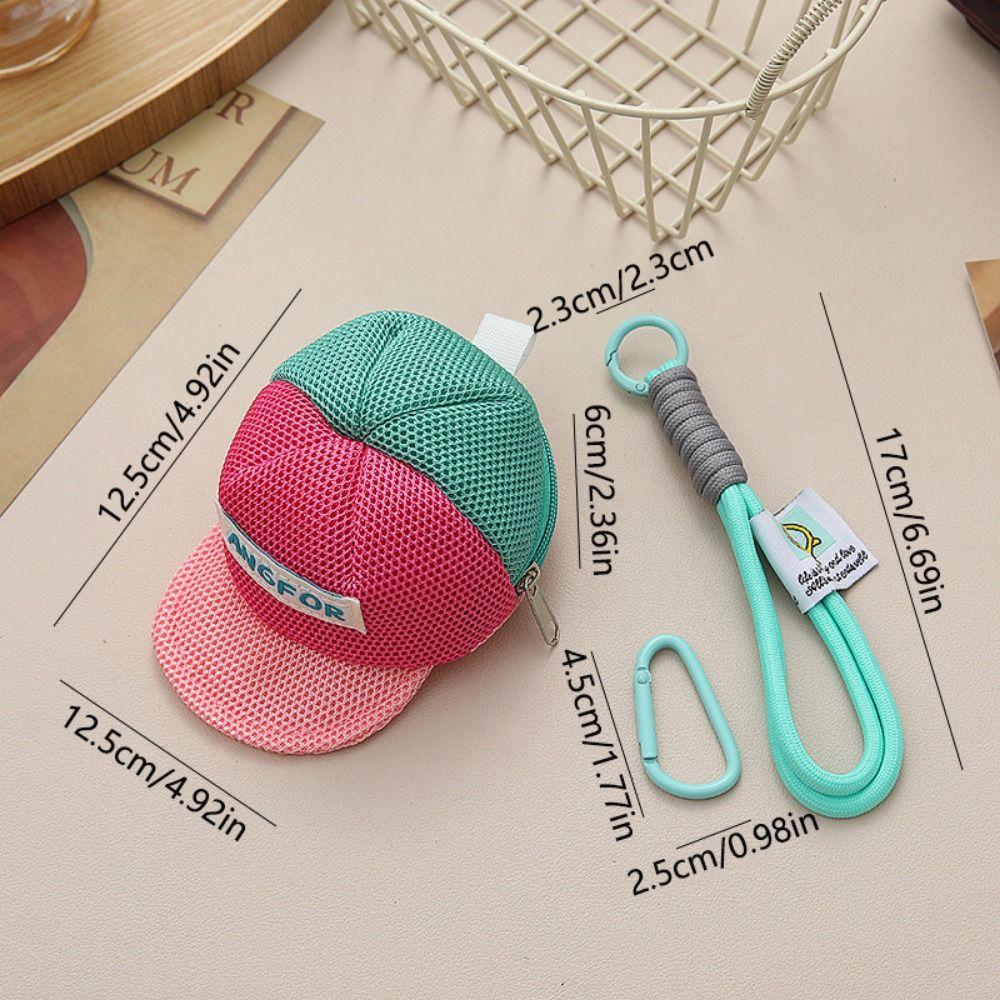 Keychain Creative Hat Mesh Pouch Decorative Portable Wallet Bag Backpack Hanging Bag Pendant  Girl