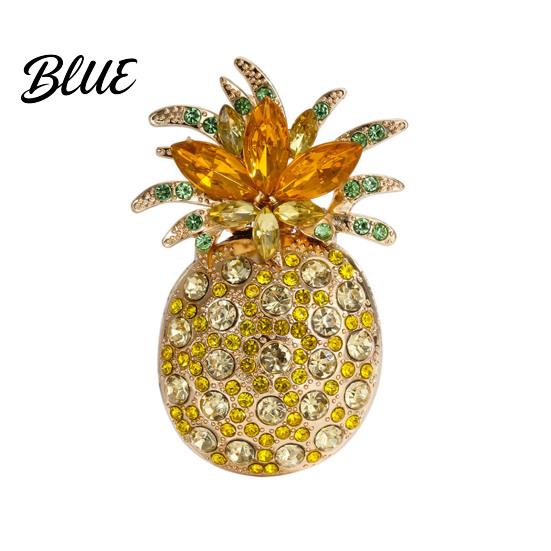 Tropical Fruit Pin Women Brooch Dazzling Rhinestones Inlaid 3D Pineapple