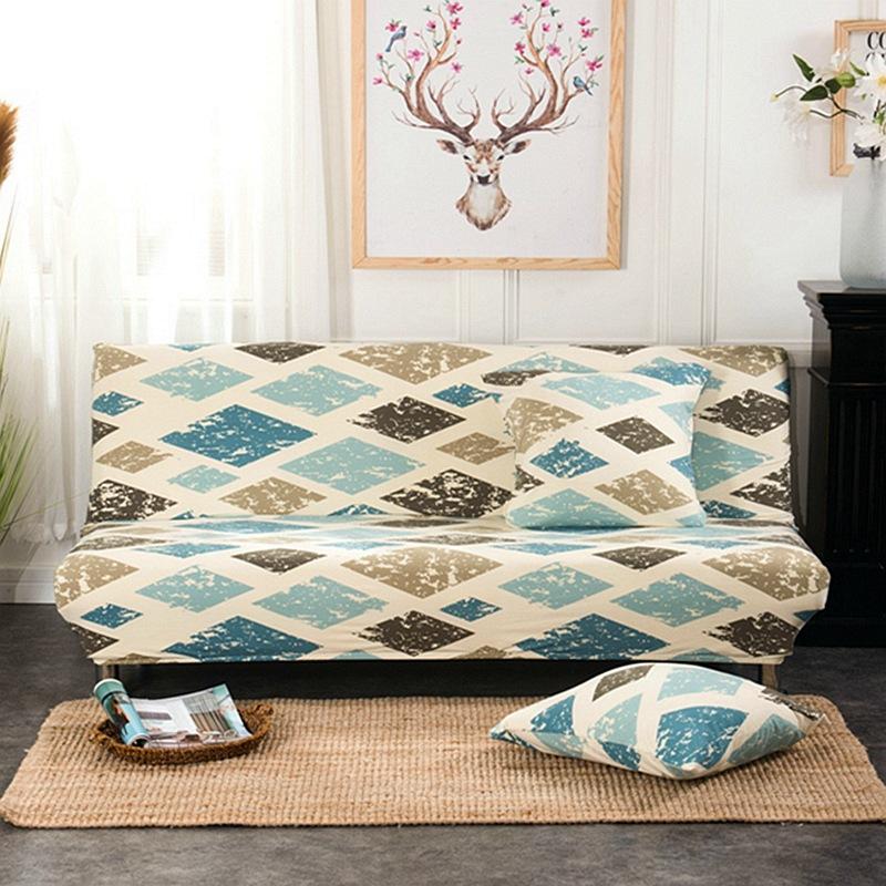 Flower Futon Cover Stretch Armless Futon Sofa Cover Soft Futon Slipcover with Elastic Bottom Sofa Bed Furniture Protector Covers for Washable Futon