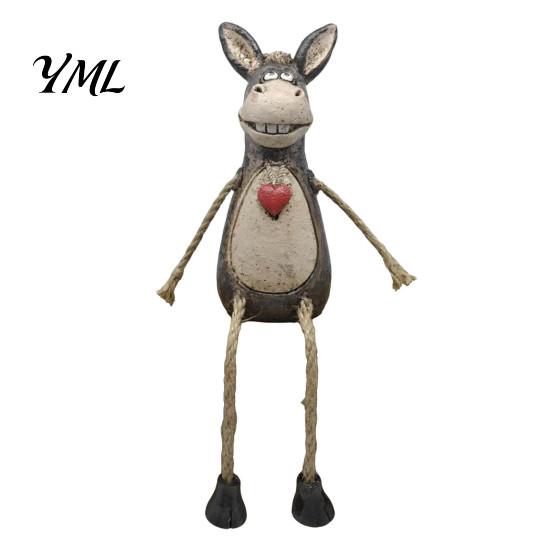 Unique Office Desk Accessories Rustic Donkey Shelf Sitter Figurine, Hanging Leg Farm Animal Statue, Artistic Home Accents Whimsical Country