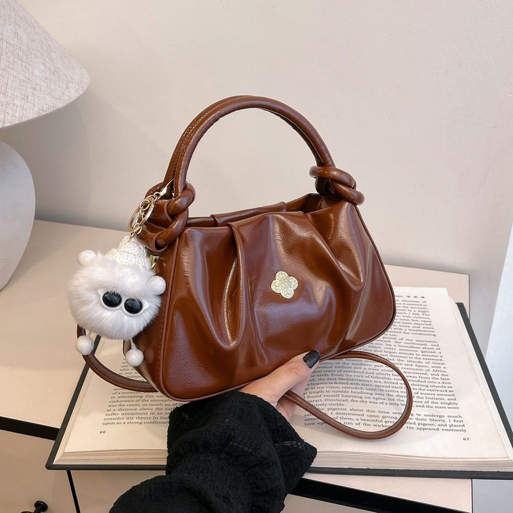 IELGY Portable Cloud Bag Cute Girl Pleated Crossbody Shoulder Bag