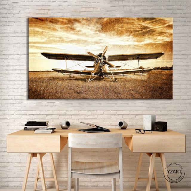 Cuadros Vintage Airplane Retro Style Old Biplane Poster Home Decor Canvas Print Wall Art Decor Oil Paintings Artwork Pictures