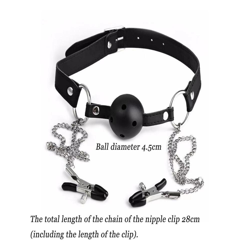 Sex Bondage Breast Restraints with Ball Gag Nipple Clamps Bondage Harness Sex Toys for Adult Women Sexy Chest SM Games