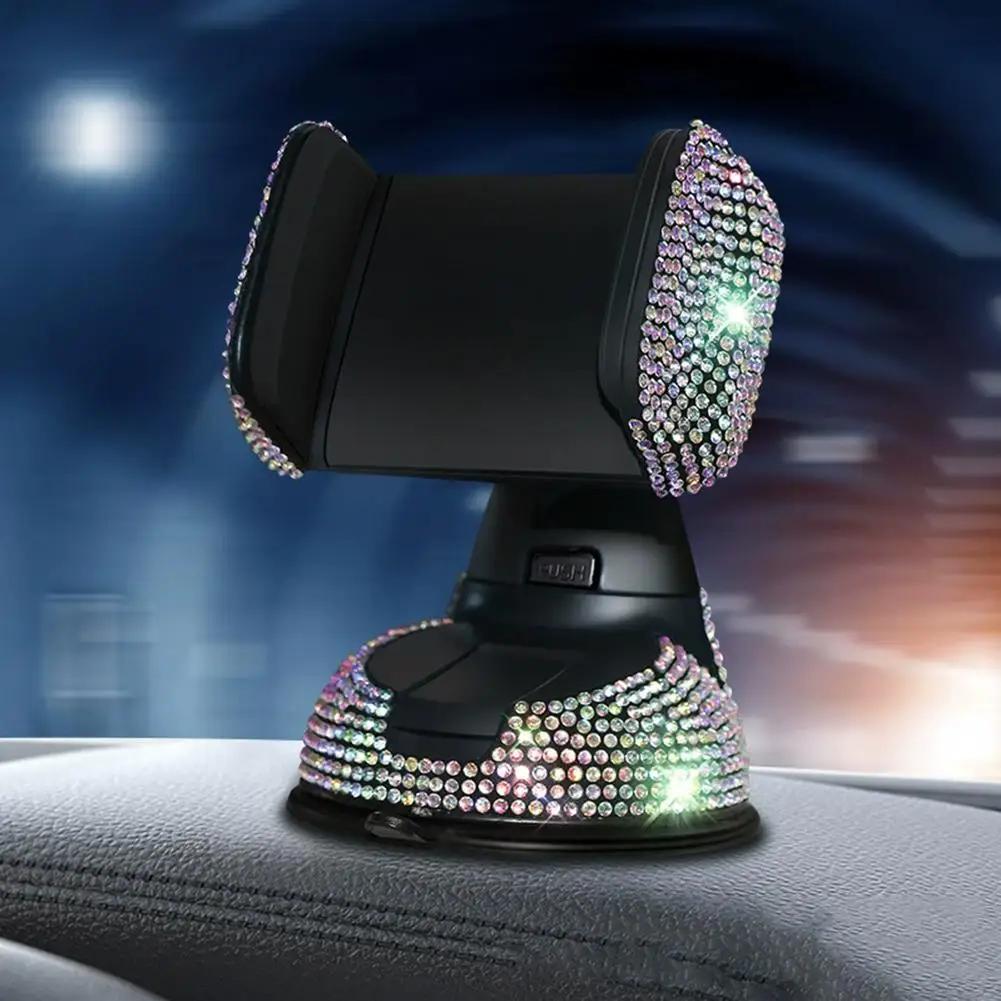 For Mobile Phone Car Holder Crystal Diamond Car Phone Holder Universal 360° Rotatable Secure Perfect For Easy Navigation Q9Z8