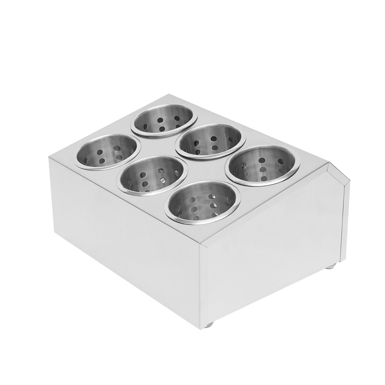 

6-Bay Stainless Steel Flatware Holder, Commercial Kitchen Cutlery Organizer for Restaurant Cafeteria Home Use срібний