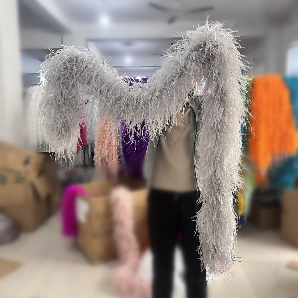 DIY Colorful Ostrich Feather Boa 6Ply Fluffy Shawl 0.5/1/2/3/4 Meter for Wedding Dress Carnival Performance Costume Party Decoration