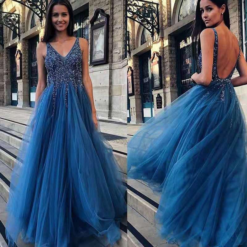 New Women's Wish Dress Deep Sleeveless Split Sequins Elegant Banquet Evening Dress