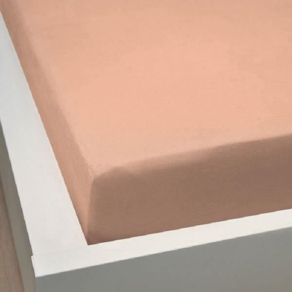 Drap housse - 180x200 cm - Corail - Bonnet 27 cm - Uni