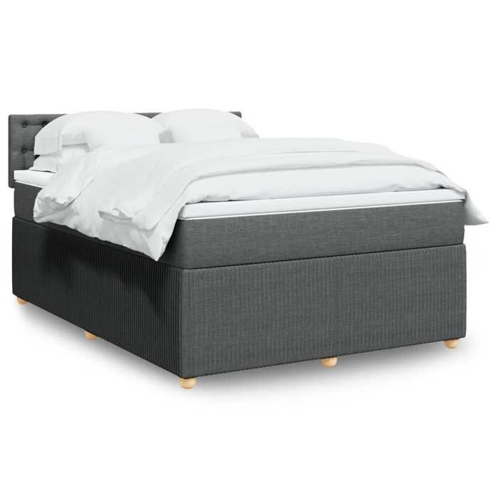 VidaXL Sommier à lattes de lit avec matelas Gris foncé 140x200cm Tissu 3289794