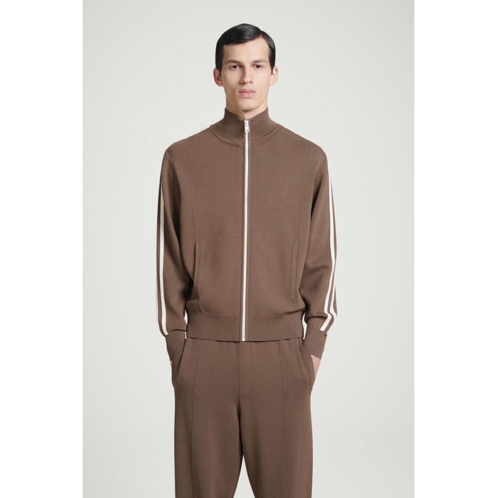 

COS Japan трикотажная спортивная куртка с контрастными полосками BROWNIVORY/XS