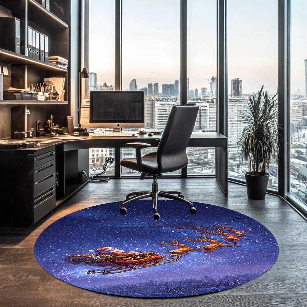 Christmas Santa Claus Printed Round Rug Carpet Chair Rug Area Rug Entryway Doormats,for Office Chair Living Room Bedroom Kitchen Room.