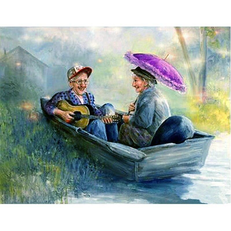 DIY Old Couple 5D Diamond Painting Full Drill Mosaic Diamond Embroidery Rhinestone Cross Stitch Home Decor Wall Art Gift