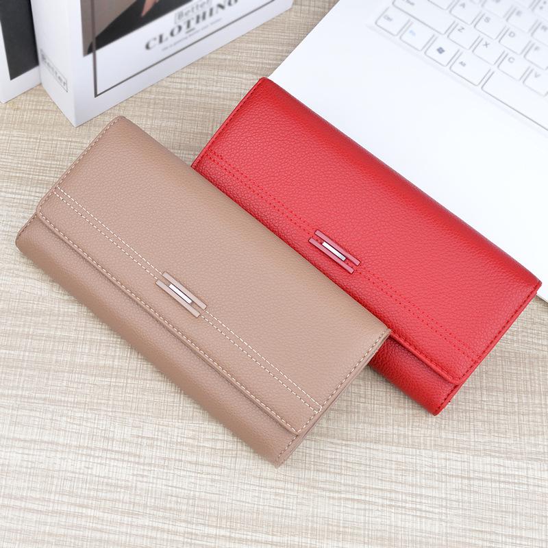 Women's Tri-Fold Leather Wallet - Long, Multi-Card Slot, Soft, Fashionable, Large Capacity Clutch