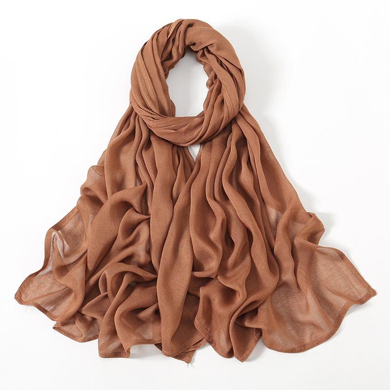 Autumn new solid color hot-selling Malay Indonesian cotton headscarf, monochrome wide-brimmed thin Modal breathable scarf