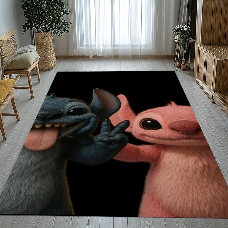 Cartoon S-Stich Kawaii Monster Wohnzimmer Rutschfester Teppich Weicher Teppich für Schlafzimmer Kinderzimmer Spielzimmer Sofa, Heimdeko Fußmatte Geschenk