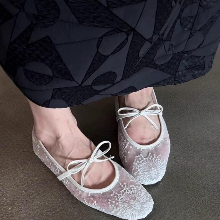 Sheepskin version~ Gentle women's shoes mesh breathable shallow mouth flat Mary Jane shoes