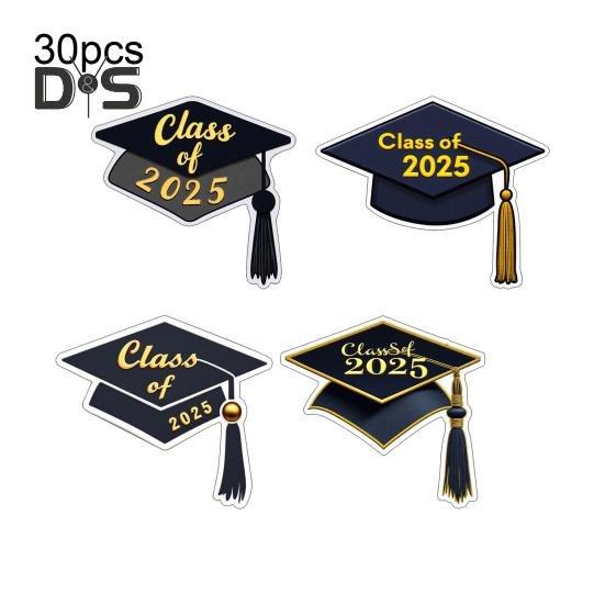 10/30/50Pcs/Bag Class of 2025 Graduation Season Stickers Strong Adhesive Backing Coated Paper Seniors School Decals