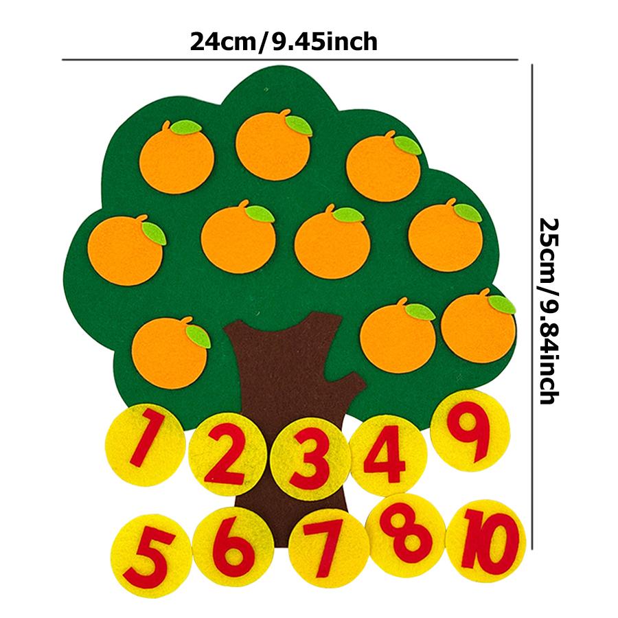 4 Styles Available Fruit Tree Puzzle Felt Children Early Education Toys Kindergarten Color Number Fruit Cognitive Teaching Aids