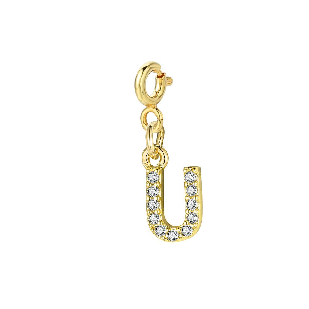 Trendy Gold Color Micro-inserts Zircon Alphabet Charm DIY Making Letter Pendant Necklace Bracelet Accessories Fashion Jewelry