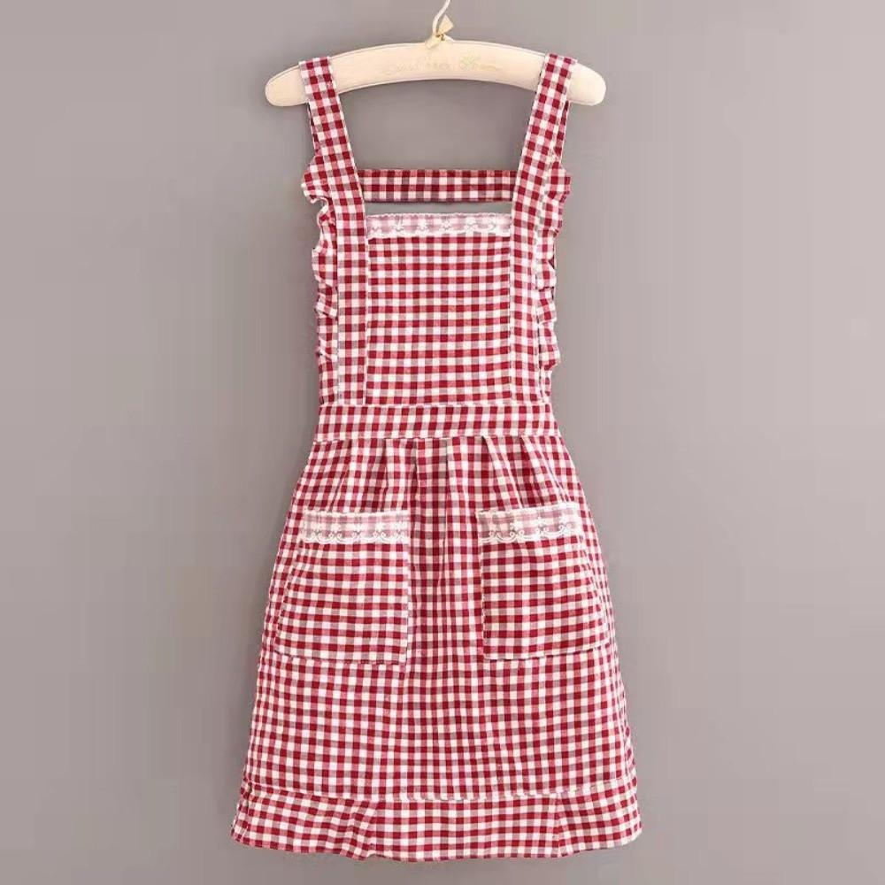 New Cotton Kitchen Apron Breathable Korean Style Chef Apron Wear-resistant Cooking Baking Bibs for Women Girl
