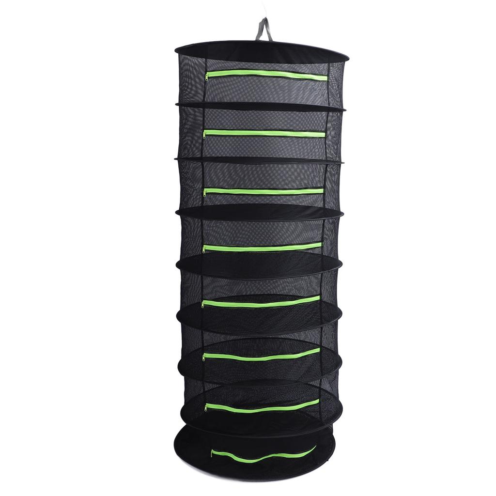 Herb Drying Rack Fluorescent Green Zipper Cover Opening Design Multifunctional Waterproof Hanging Mesh Net
