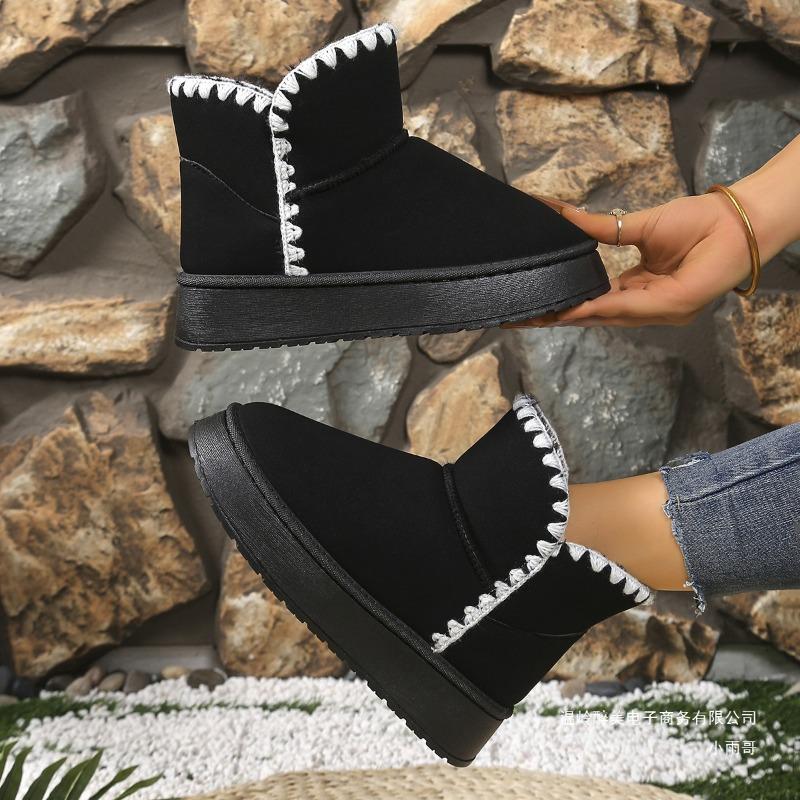Foreign trade large size Northeast velvet thick-soled short snow boots women's cross-border matte leather warm thickened cotton boots