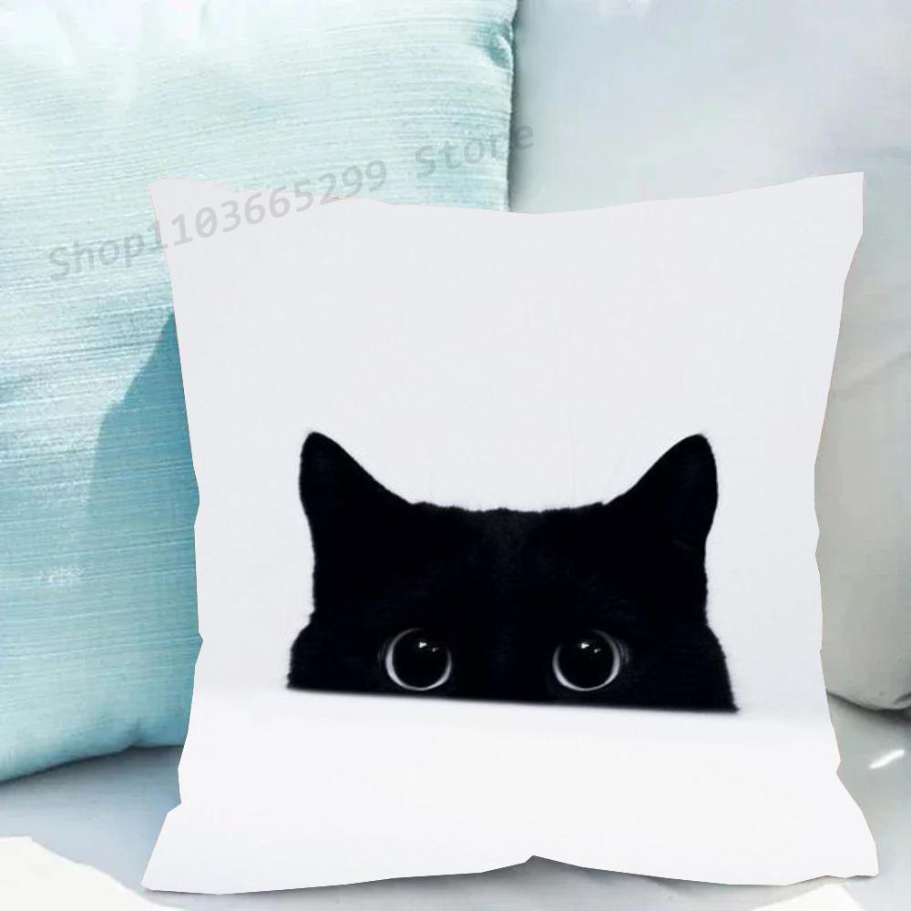 1 Stück Schwarze Katze Kissenbezug Quadratisch Schlafzimmer Sofa Freizeit Komfort Kissen Auto Wohnzimmer Heimdekoration