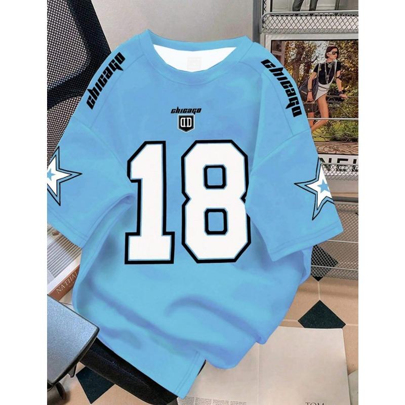 Men Fashion Digital Print No.18 Short Sleeve Basketball Jersey Mens Oversized
