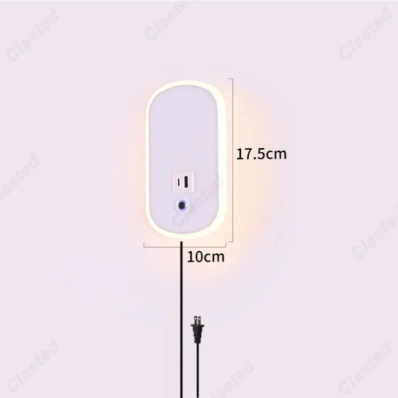 Simple LED Touch Dimming US Plug Wall Light USB Charging Port Bedroom Bedside Lamp Living Room Corridor Decorative Wall Light