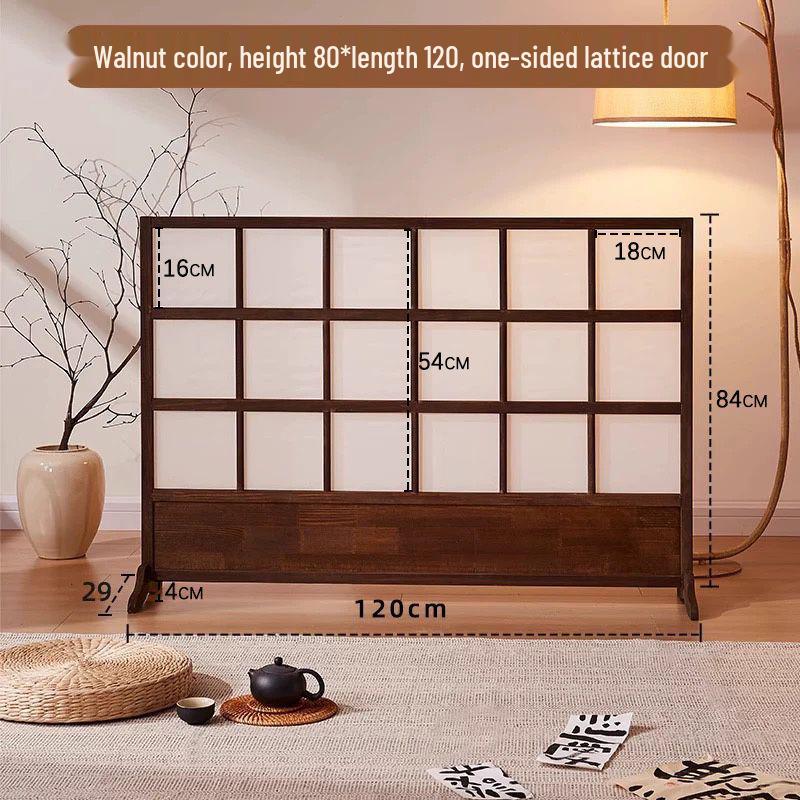 Retro Solid Wood Folding Screen Divider for Living Room and Bedroom
